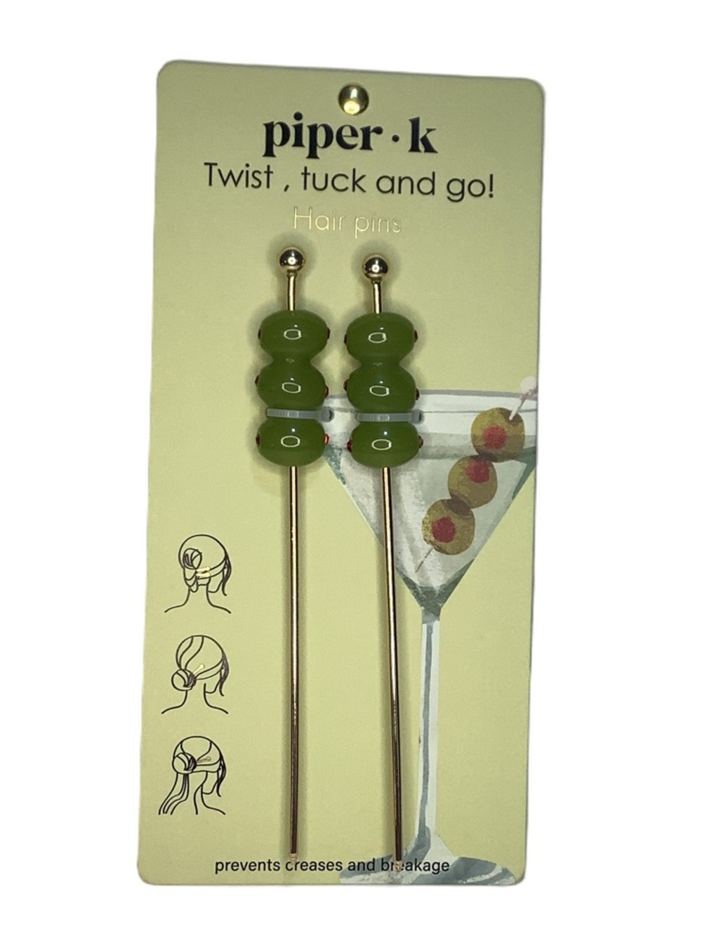 Piper K Martini Olive Hair Pins VIRAL New